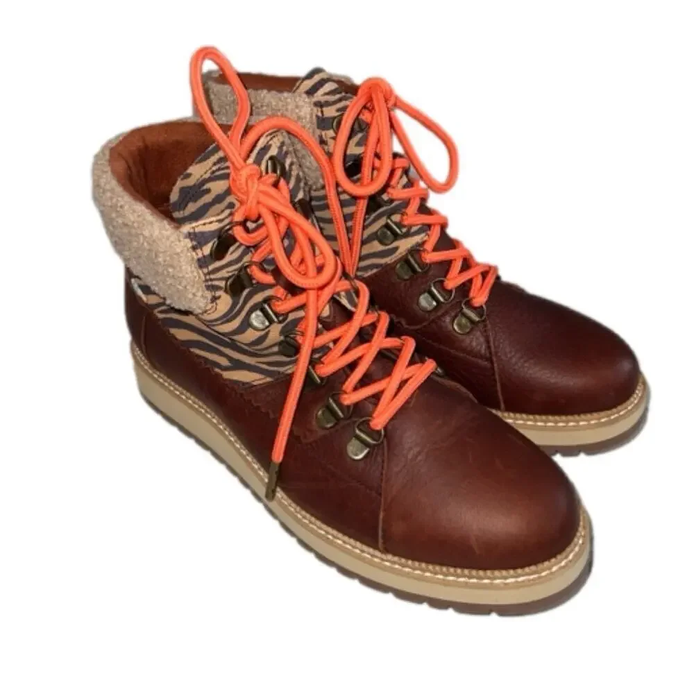 Toms Mesa Boot Waterproof Shearling Cuff Tiger Stripe Size 6.5 NEW w/o Box